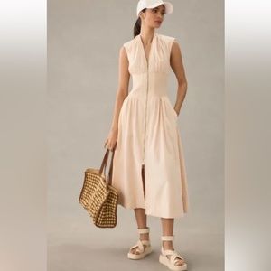 Anthropologie Tommie Cap-Sleeve Dress in Sand
